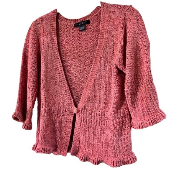 C’EST CITY Cardigan orange V-neck size:S - Picture 16 of 16